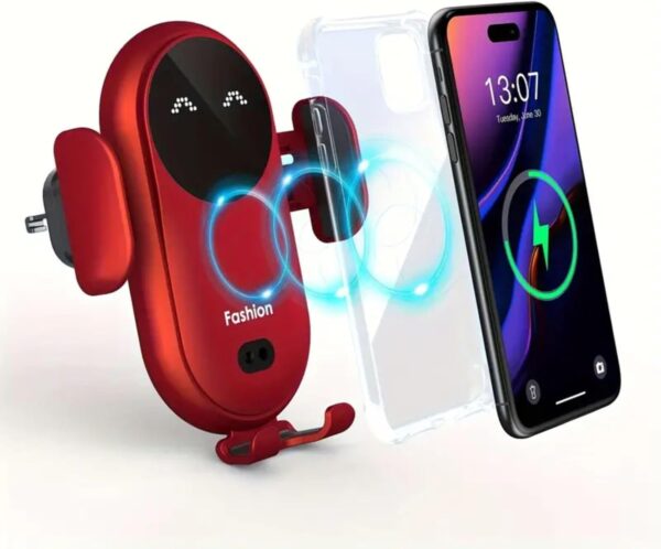 15W Car Phone Holder Wireless Charger, Smart Induction Automatic Clamping, Wireless Car Charger Mount, Air Vent, for iPhone 15 14 13 12 Series & Samsung S24 S23 Series (Black) - Image 3