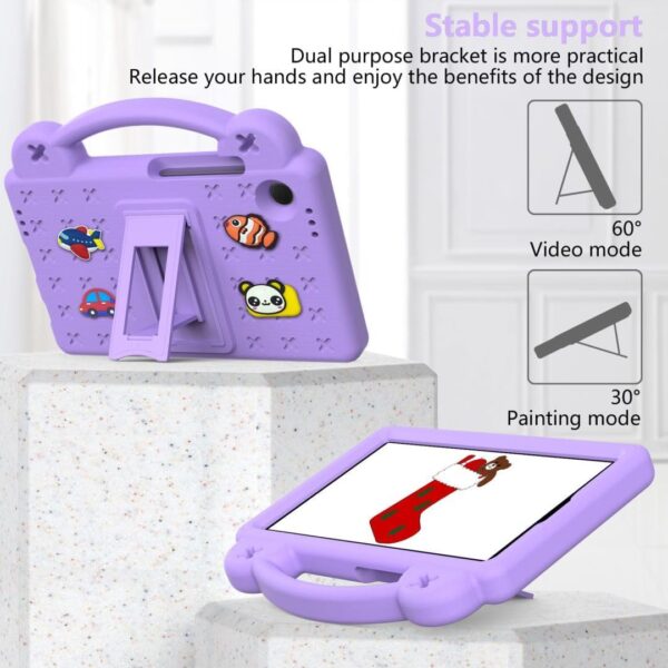 Chstls Kids Case for Samsung Galaxy Tab A9 8,7 Inch (2023) SM-X110 SM-X115 SM-X117, EVA Silicone Shockproof Handle Kids Friendly Cover with Foldable Stand and Detachable Cartoon Doll - Light Purple - Image 5