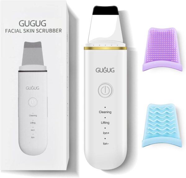 GUGUG Facial Skin Scrubber, Ultrasonic Skin Spatula Face Blackhead Remover Scraper with Four Modes for Deep Cleansing, Portable and Rechargeable Pore Scrubber Include 2 Silicone Covers - Image 2