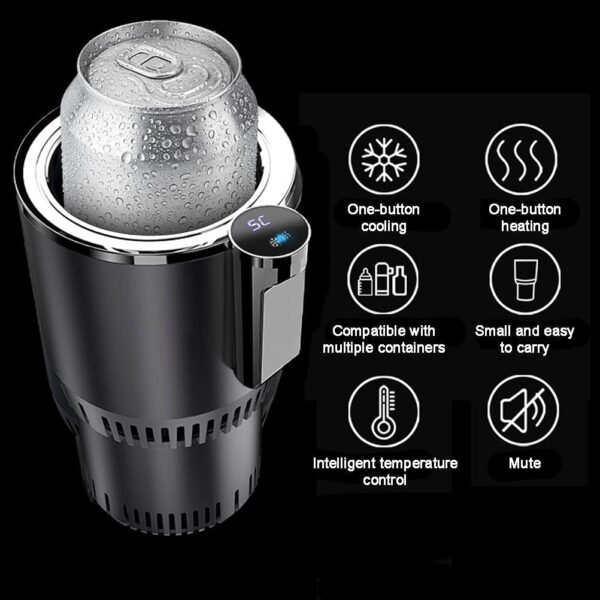 Car Cup Warmer Cooler,2-in-1 Smart Car Cup Mug Holder Auto Car Cooling and Heating Cup Holder,Mug Drinks Holder, Car Refrigerator Cooler Insulation Drink Cooler (black) - Image 4
