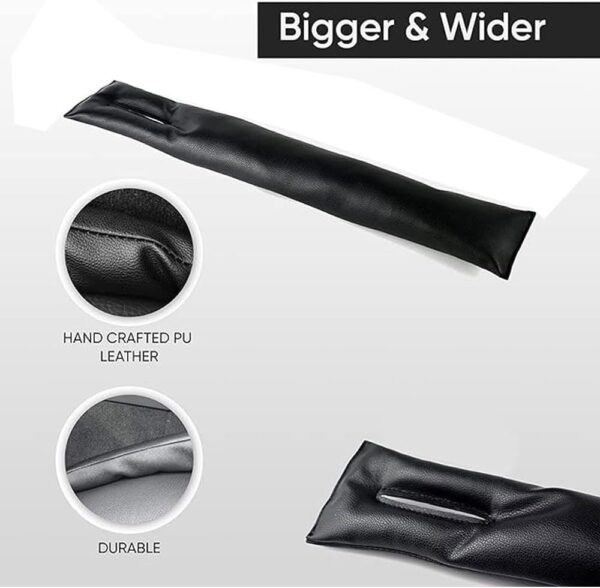 2 PCS Black PU Leather Car Seat Gap Filler, Universal Accessory,Car seat gap filler pad,Seat Gap Soft Pad for Car Seat, Universal Gap Filler Pad Slot Plug Cover Pad for Most Models of Cars - Image 6