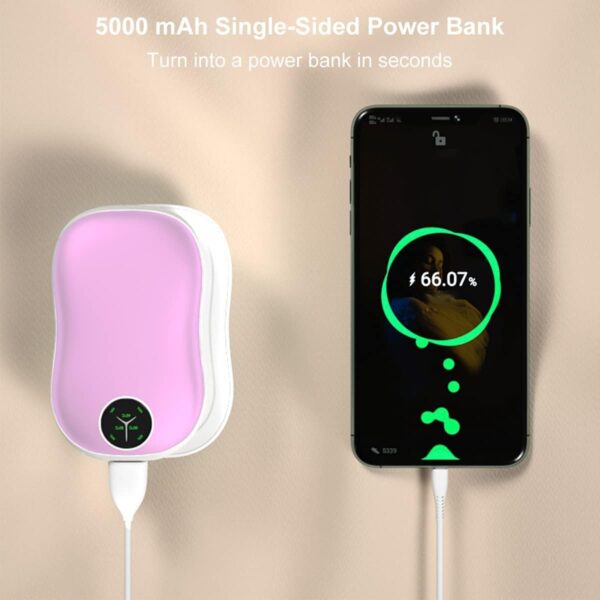 Hand Warmers Rechargeable, 2 in1 Portable Magnetic Reusable Hand Warmers, 5000mAh * 2Packs, USB Pocket Warmer/Power Bank, Great Gift for Women Men（Rose Gold） - Image 6