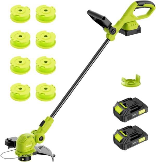 JAGROM - 12 Inch Cordless String Trimmer with Fast Charger, 2 x 2.0Ah Weed Wacker with Automatic Line Feed, 20V, Grass Trimmer with 8 Pieces of Line - Image 2