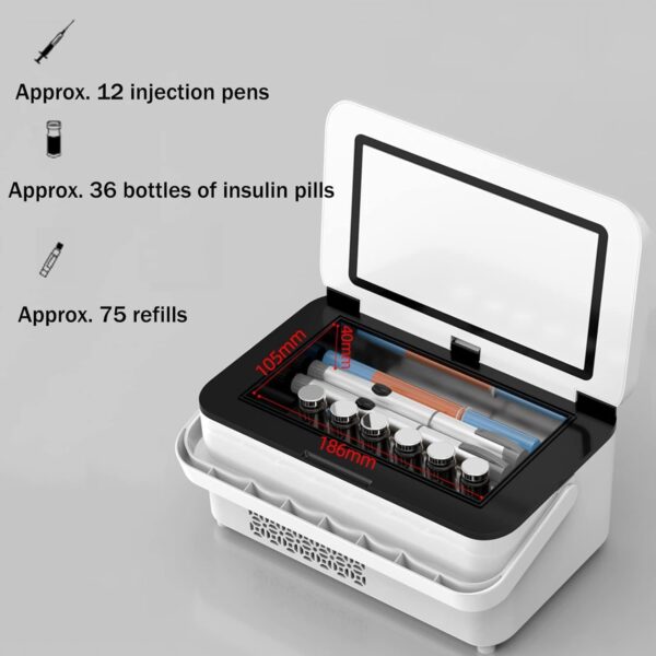 Portable Insulin Travel Bag Insulin Cool Box Refrigerator Portable Insulin Cooler Box, Smart Electric Fridge with Thermostat Under Charging Cable for Travel and Home. - Image 3