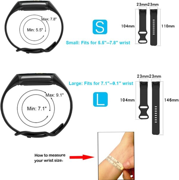 honecumi Charge 5 Strap Compatible with Fitbit Charge 5 Watch Straps for Men Women with Metal Buckle Silicone Pattern Colourful Wristband Bracelet Watchband Replacement Accessories Small Large Strap - Image 6