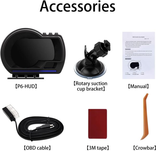 AMROOLOO Head up Display Car, OBD In-car Display, GPS Speedometer, with Multiple Reminder Functions, Suitable for All Cars - Image 10