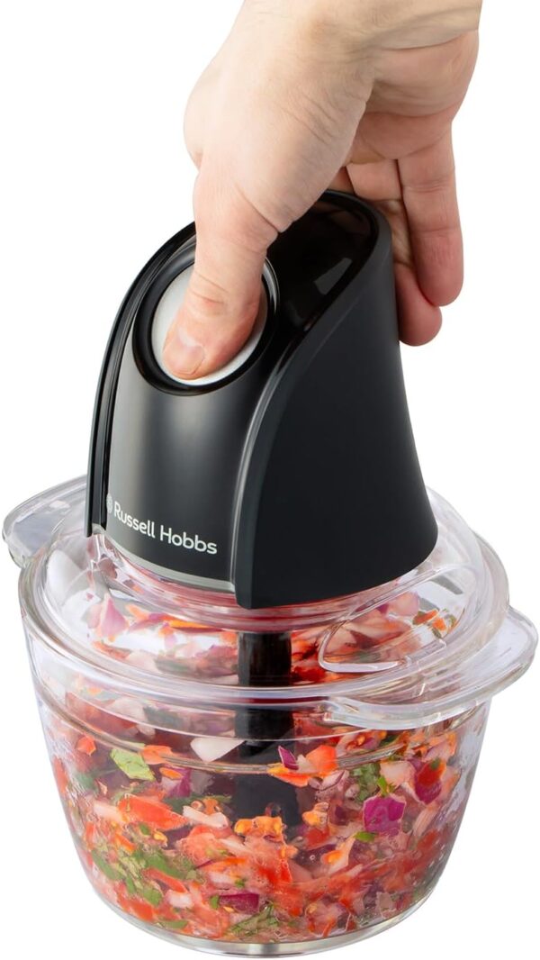 Russell Hobbs Food Processor [Mini Chopper] Electric Dicer (For Vegetables, Fruit, Meat, Garlic, Onion, 1L Bowl, Dishwasher Safe, 2 Speeds,Stainless Steel Blades, 350 peak power) Matte Charcoal 27131 - Image 4