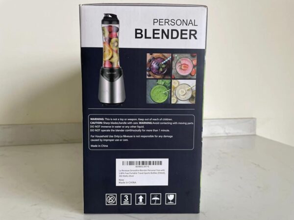 La Reveuse Smoothie Blender Personal Size with 2 BPA Free Portable Travel Sports Bottles (550ml),300 Watts,Silver - Image 13