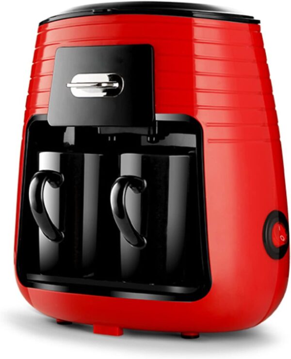 Specialty Drip Coffee Machine Double Cup Design Home Barista Brewing Multiple Functions for Espresso/Moka/Cappuccino/Tea Compact Electric Coffee Brewer with One-Click Control(Red) - Image 2