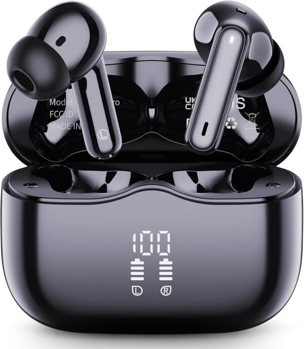 Wireless Earbuds, Bluetooth 5.3 Headphones in Ear with HiFi Stereo Deep Bass, 40H Playtime Wireless Earphones mit 4 ENC Noise Cancelling Mic, IP7 Waterproof Bluetooth Earbuds, LED Display, Fast Charge - Image 2