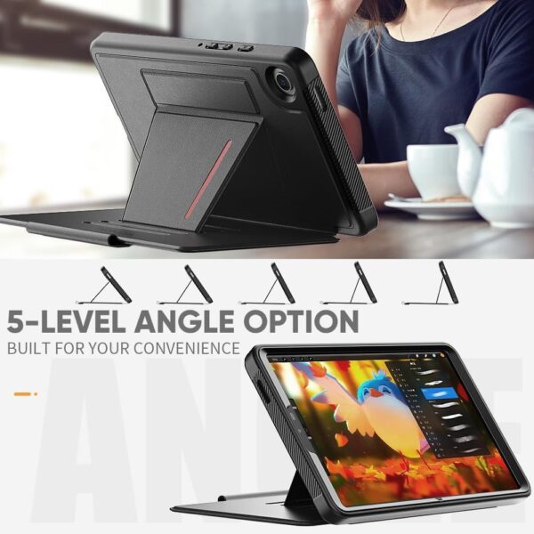 TECHGEAR Enduro Case For Samsung Galaxy Tab A9 8.7" (SM-X110 / SM-X115) Tough & Rugged Strong Magnetic & Flip Case [Auto Sleep/Wake] Drop Proof Cover with [Multi-Angle Stand] & Card Slot, Black - Image 6