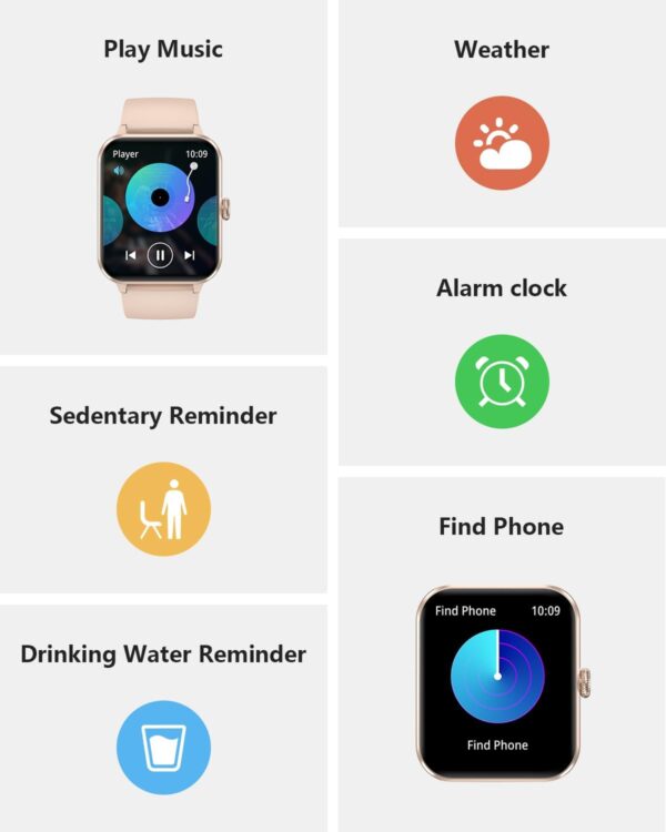 Smart Watch for Women, 1.85" Touch Smartwatch Answer/Make Calls, Fitness Watch with Heart Rate Sleep Monitor Step Counter, 110+ Sports Modes Activity Tracker, IP68 Waterproof Watch for Android iOS - Image 8