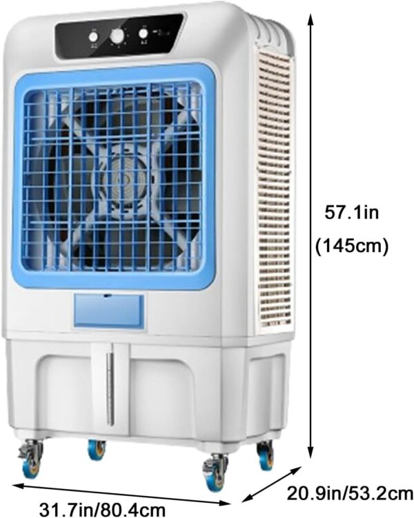 Yajuer Large Evaporative Air Cooler for Fresher Air, Large Water Tank,Portable Evaporative Cooler for Outdoor Patio Garage, Swamp Cooler(57.1in) - Image 3