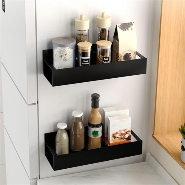For Refrigerator Mounted Magnetic Spice Holder Rack with Hooks Smart Storage Option (M) - Image 8