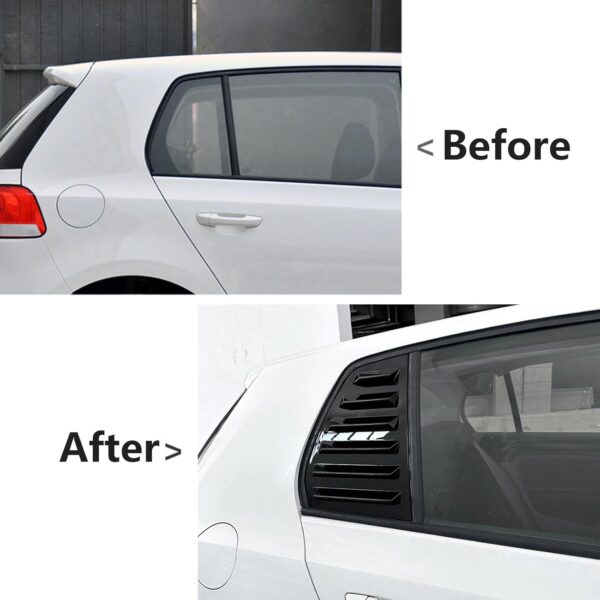 2pcs Gloss Black Car Rear Window Louver Shutter Trim For VW Golf 6 2008-24, Rear Side Window Louvers Provide privacy and shade, Window Blinds Exterior Accessories (Fit For VW Golf 6 MK6) - Image 3