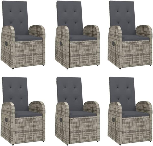 NQJIBUE Item-7 Piece Garden Dining Set Grey Poly Rattan&Solid Wood Acacia,Outdoor Outdoor Furniture Sets - Image 5
