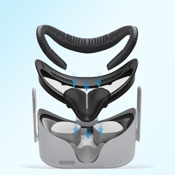 Compatible with Oculus Quest 2 Face Pad Replacement - VR Face Interface Bracket with Light Blocking Nose, VR Breathable Holes Leather Face Pad Cover Cushion Protective for Meta Quest 2 Accessories - Image 7