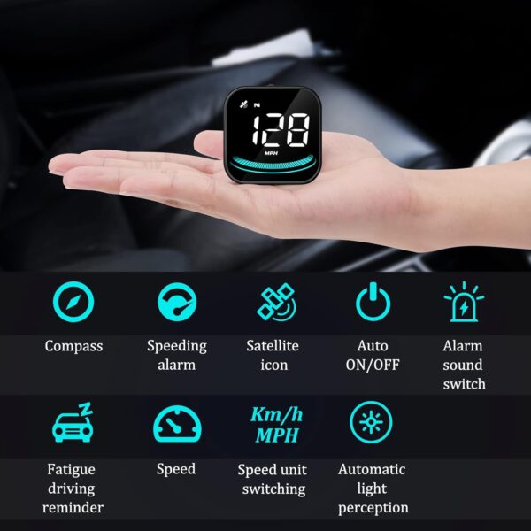 Aceshop Auto Car HUD Head Up Display KMH & MPH Digital GPS Smart Speedometer with OverSpeed Alarm Fatigue Driving Warning, Navigation Compass, 2.2'' LCD Screen, USB Plug & Play, for All Vehicle (G4) - Image 3