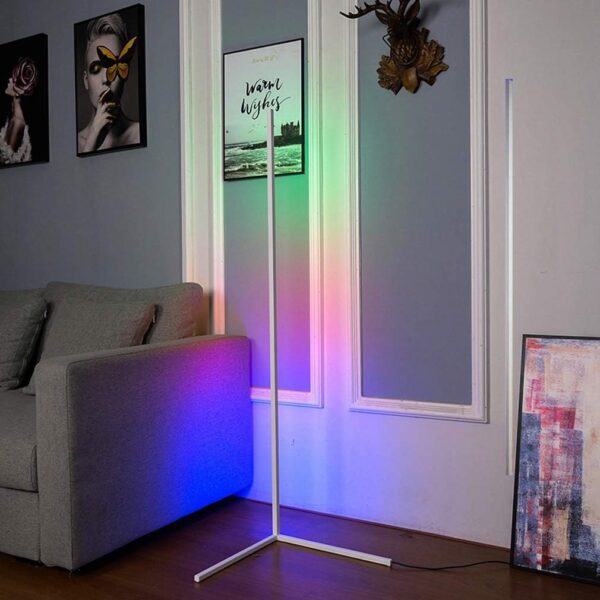 PenKee LED Floor Light, 20W Dimmable Floor Lamp with Remote Control, Standing Lamp Metal Tall Modern Wall Corner Floor Lights for Living Room, Bedroom, Kids Room Lighting,Black - Image 3