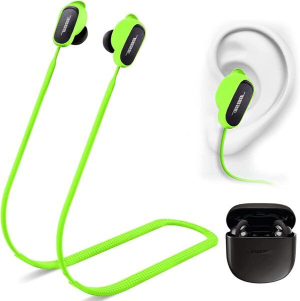 Miimall Compatible with Bose QuietComfort Earbuds II Anti-lost Strap, Soft Silicone Earbud Lanyard, Anti-lost Sports Straps for Bose QuietComfort Earbuds II-Night Green - Image 2