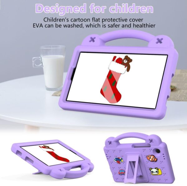 Chstls Kids Case for Samsung Galaxy Tab A9 8,7 Inch (2023) SM-X110 SM-X115 SM-X117, EVA Silicone Shockproof Handle Kids Friendly Cover with Foldable Stand and Detachable Cartoon Doll - Light Purple - Image 7
