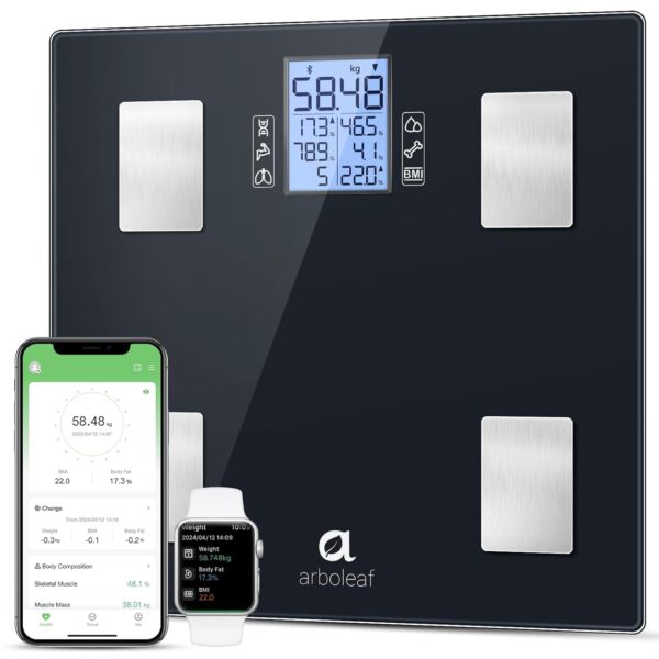 arboleaf Scales for Body Weight, Smart Bathroom Scales Body Composition Monitors with 14 Measurements, High Precision Measuring Body Fat Scales for Weight, Muscle Mass, BMI etc, 28st/180kg/400lb - Image 2