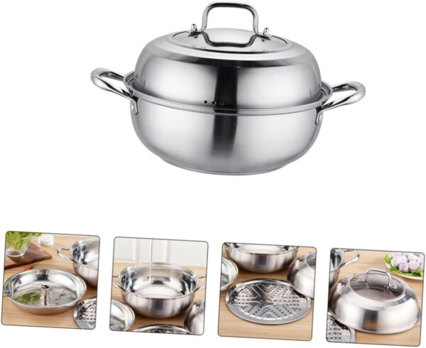 ELAYARD Cookware Set Multi Function Pot Steam Pot Gas Stove Compatible Stainless Steel - Image 5