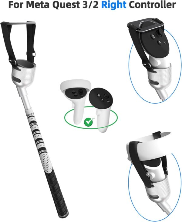 BRICOK Aluminium Alloy VR Golf Club Attachment for Meta Oculus Quest 3/Quest 2/Meta Quest 3S Unblock Signal Aluminum VR Golf Club Attachment 1:1 Molded Controller Adapter & Fixed Plate (Black) - Image 7