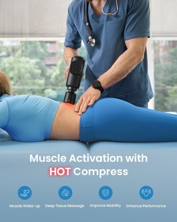 RENPHO Thermacool Massage Gun Deep Tissue with Heat and Cold Head, Mothers Day Gifts, Handheld Muscle Massager with Carry Case, Body Masajeadorfor Home Office Workout, Black - Image 5