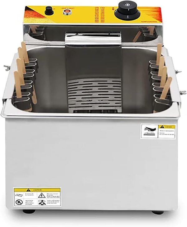 Commercial Deep Fryer, 1900W 12L Automatic Cheese Hot dog Sausage Grill Stove Sticks Fryer, 8pcs Sausage Frying Equipment Adjustable Temperature, Large Capacity Electric Deep Hot Corn Dog Fryer - Image 6