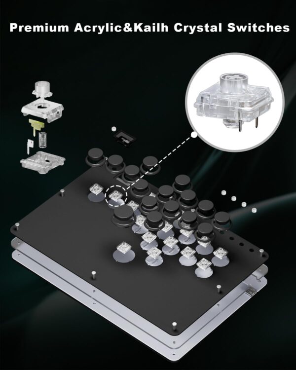 Leverless Controller Arcade Stick Haute42-Cosmox R16: Leverless Controller with Rims,Premium Black Leverless Controller with Crystal Low-Profile Switch for PC/PS4/Switch Game,Support Hot Swap & SOCD - Image 7