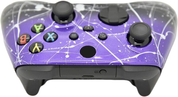 ProControllers LLC Hand Airbrushed Fade Custom Controller Compatible with Series X/S & One (Series X/S Purple & Black Fade W/Silver Splatter) - Image 4