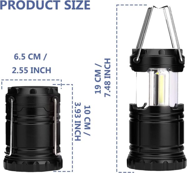 Jsdoin Camping Lights, 2 x Camping Lantern Battery Operated Portable LED Camping Lamp with Foldable Hook, Tent Lights Waterproof Outdoor Hanging Lamp for Emergency, Hiking, Camping, Black - Image 6