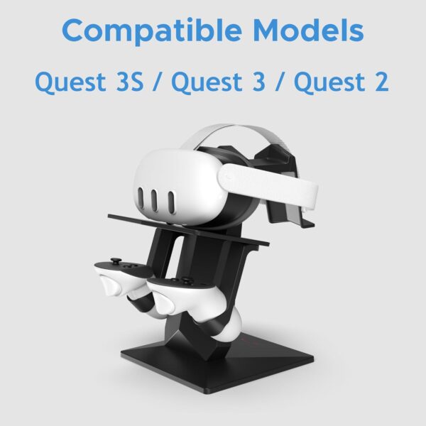 Digicharge VR Headset Stand for Meta Quest 3S / Quest 3 Oculus Quest 2 VR Mount Display Storage for Headset and Touch Controllers - Image 3