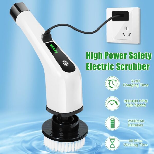 OSDUE Electric Spin Scrubber, Cordless ​Shower Cleaner with 7 Replacement Brushes, 400 RPM Electric Bathroom Cleaning Brush with Adjustable Extension Arm for Tile, Tub, Kitchen, Floor, Bathroom - Image 6