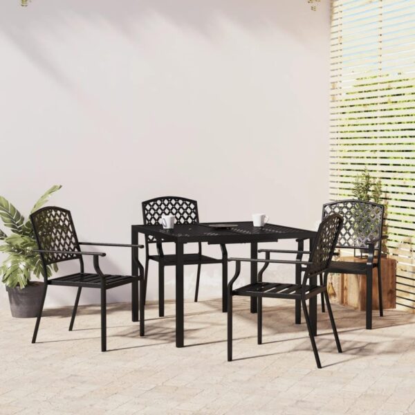 WKIEQACO Outdoor Outdoor Furniture Sets,5 Piece Garden Dining Set Anthracite Steel - Image 2