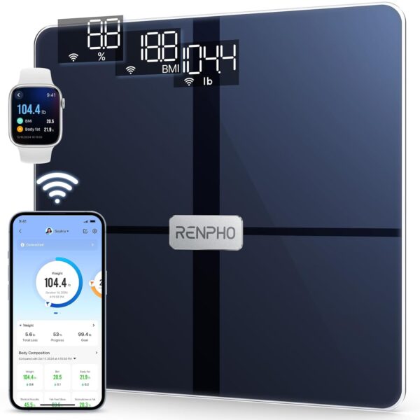 RENPHO Wi-Fi Body Composition Scales, Scales for Body Weight with Baby Mode, Bluetooth Body Fat Scale, Digital Weighing Bathroom Smart Scale Body Composition Monitor with App for Fitness, Elis Aspire - Image 2