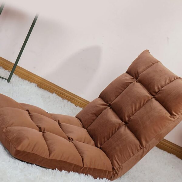 Floor Chair Foldable Adjustable Sofa Bed Beanbag for Gaming Sleeping Relaxing Reading Coffee Color - Image 3
