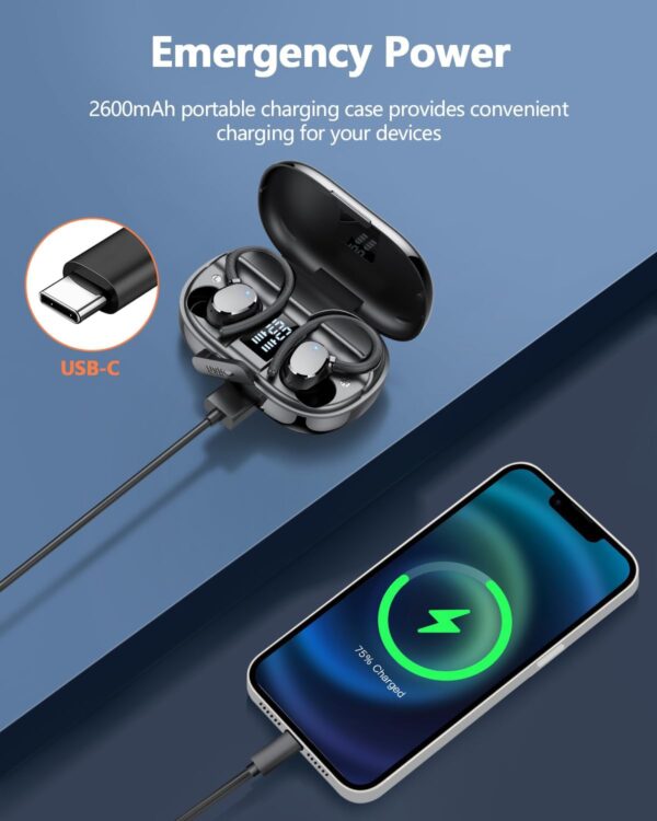 Wireless Headphones, Bluetooth 5.3 Headphones Sport with 4 ENC Noise Cancelling Mic, 128H Earphones with Earhooks HiFi Stereo Deep Bass, IP7 Waterproof, Wireless Earbuds for Sport/Gym/Running - Image 8