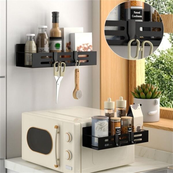 For Refrigerator Mounted Magnetic Spice Holder Rack with Hooks Smart Storage Option (M) - Image 9