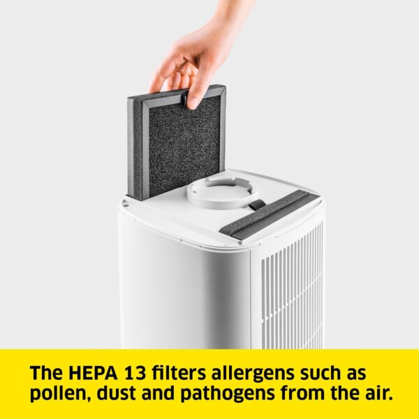 Kärcher Air Purifier AF 20, air flow rate: 220 m³/h, room size: 20 m², filter performance: removes 99.95% of particles up to 0.3 μm such as dust & allergens, automatic function, timer, night mode - Image 4