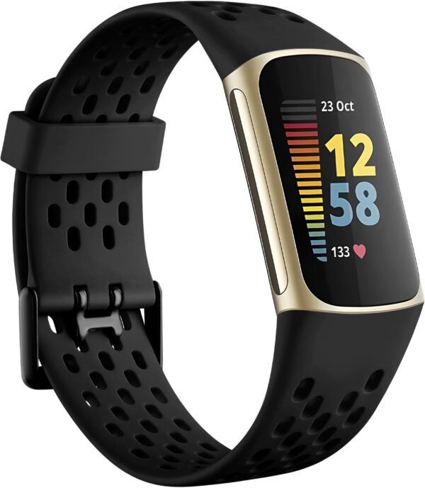 Getino Compatible with Fitbit Charge 5 Bands/Charge 6 Bands for Women Men, Soft Breathable Replacement Sport Strap Adjustable Wristbands for Fitbit Charge 5/ Charge 6 Advanced Fitness Tracker, Black - Image 2