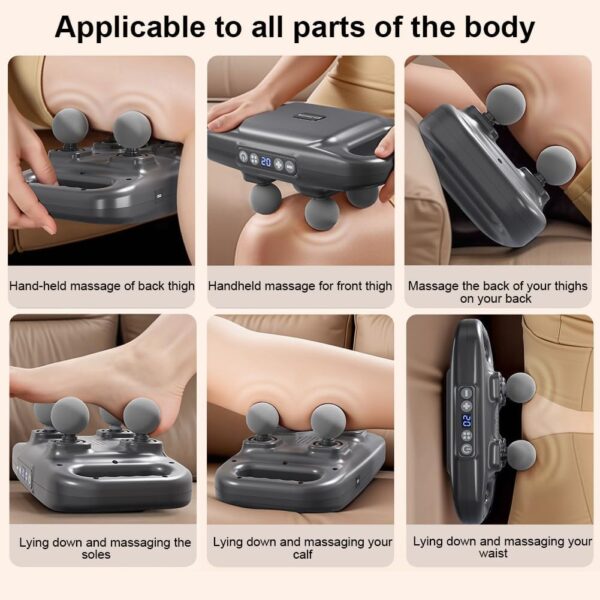 4-Head Massage Gun, Professional Deep Tissue Full Body Massager for The Waist，Leg and Back, 20 Intensity Settings from Soothing Vibration to High-Power Percussion Massage, USB-C Port for Charging - Image 5