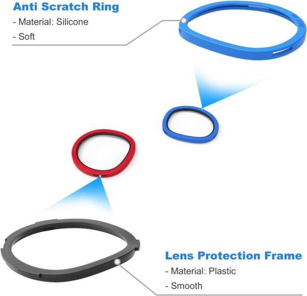 AMVR Glasses Spacer for Quest 3s/Quest 2/Quest 1/Rift S/Go, Lens Protector Accessories Myopia Glasses from Scratching VR Headset Lens (Black + Red&Blue)(NOT FOR Q3) - Image 3