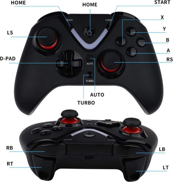 RALAN Wireless Game Controller with ALPS Joysticks Hall Triggers Compatible with Xbox One S/X, Xbox Series S/X, PC Gaming Gamepad, Remote Joypad with 2.4G Wireless Adapter（Black） - Image 3
