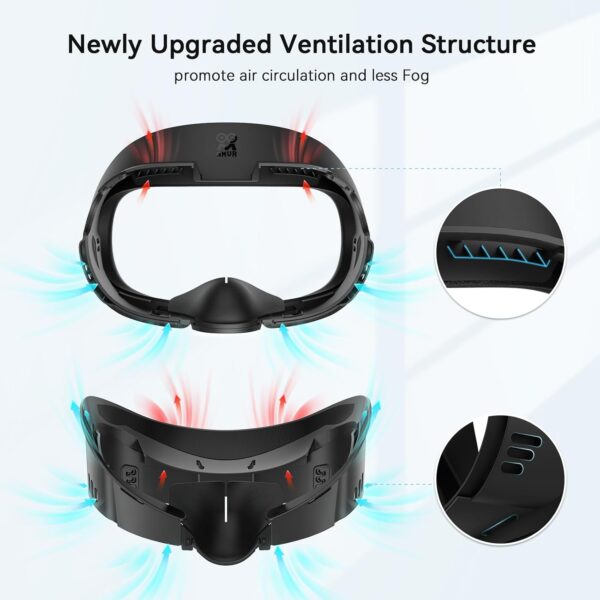 AMVR Face Cover Pad Facial Interface Compatible with Meta/Oculus Quest 3 Accessories, with Soft PU Face Cushion Pad Replacement for Quest 3 and Breathable Ice Silk Cotton - Image 5