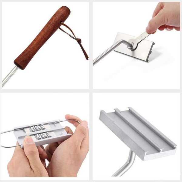 BBQ Branding Iron Grilling Barbecue Tools Barbecue Accessories Wooden Handle Interchangeable Letters Branding Iron for Branding Steaks Burgers Chicken Meat - Image 4