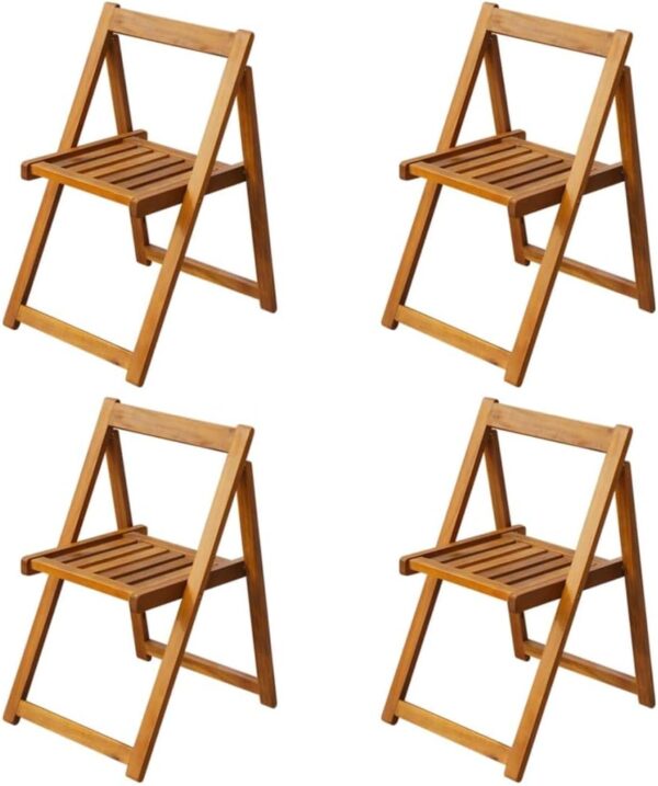 Tidyard 5 Piece Outdoor Folding Dining Set Chairs Stand and Table for Garden Patio Campsite Solid Acacia Wood - Image 7