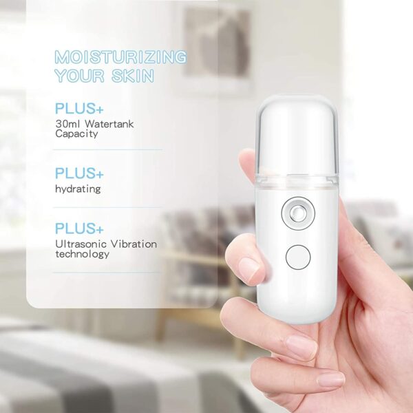 2 Pcs Nano Face Mister 30ml Portable Mini Face Mist Handy Steamer USB Mist Sprayer Facial Steamer Atomization Machine for Skin Care Travel Personal Care Eyelash Extensions - Image 4