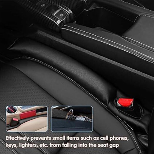 2 PCS Black PU Leather Car Seat Gap Filler, Universal Accessory,Car seat gap filler pad,Seat Gap Soft Pad for Car Seat, Universal Gap Filler Pad Slot Plug Cover Pad for Most Models of Cars - Image 3